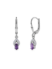 Amethyst Sparkle Dangle Gold Earrings