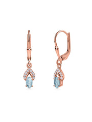 Aquamarine Sparkle Dangle Gold Earrings