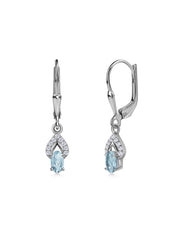 Aquamarine Sparkle Dangle Gold Earrings