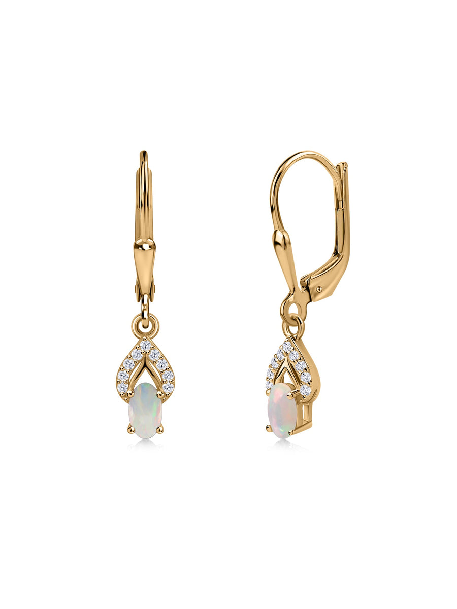 Ethiopian Opal Sparkle Dangle Gold Earrings