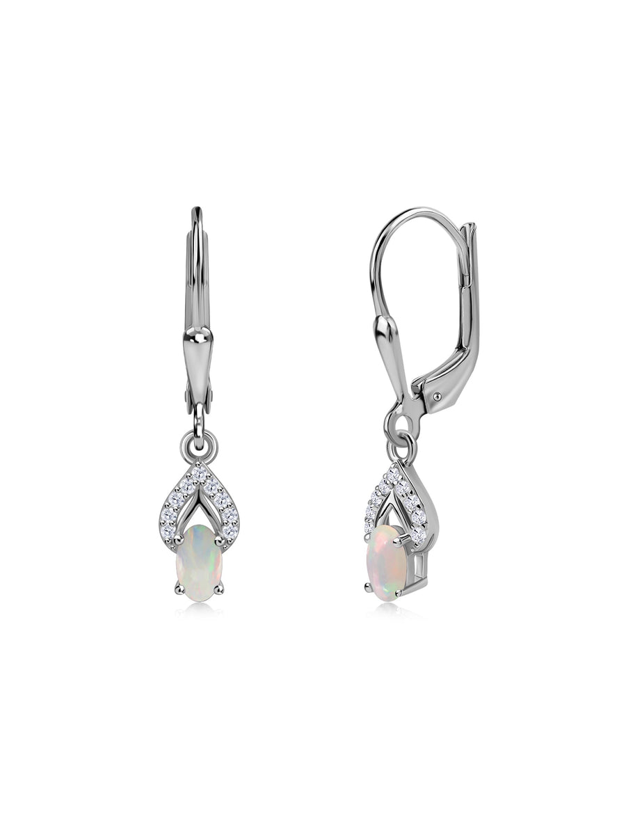 Ethiopian Opal Sparkle Dangle Gold Earrings