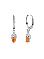 Fire Opal Sparkle Dangle Gold Earrings
