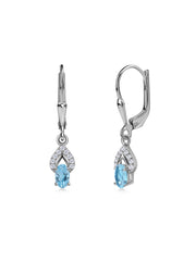 Blue Topaz Opal Sparkle Dangle Gold Earrings