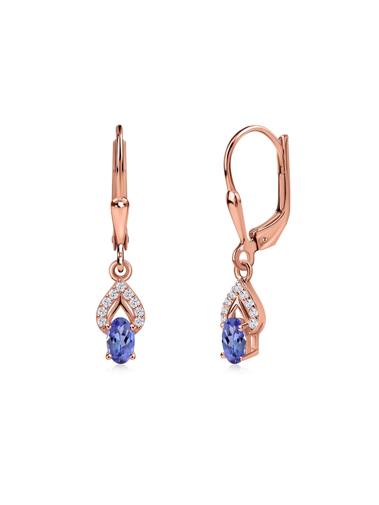 Tanzanite Opal Sparkle Dangle Gold Earrings