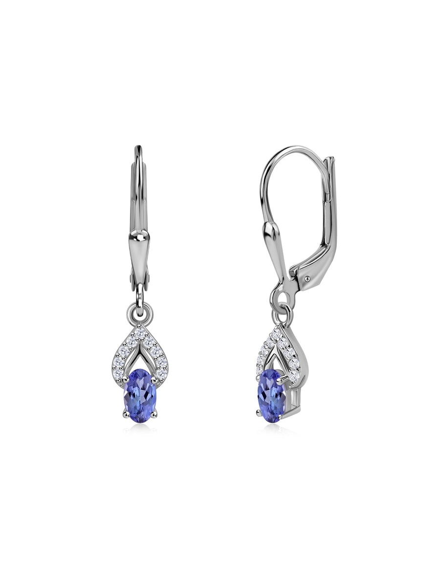 Tanzanite Opal Sparkle Dangle Gold Earrings