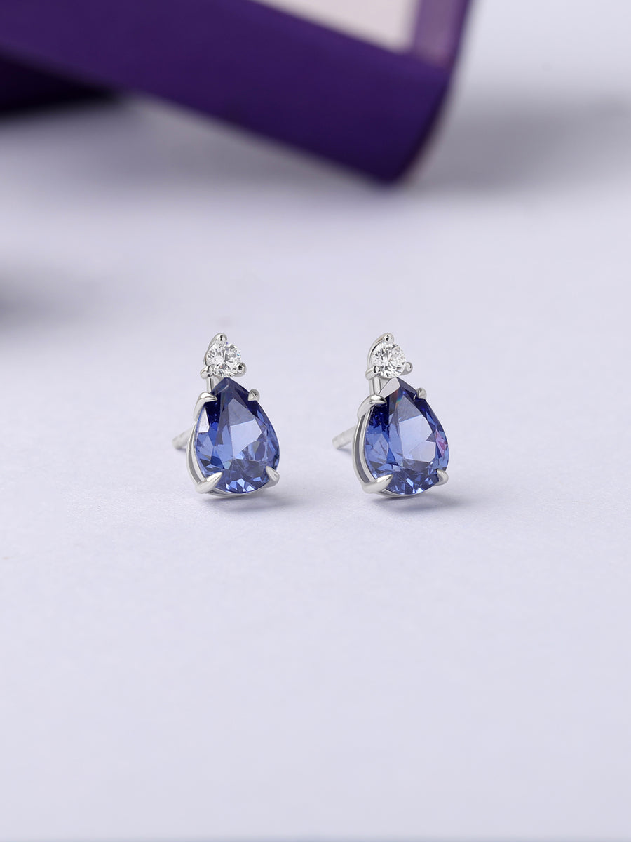 Blue Dusk Tanzanite Silver Earrings