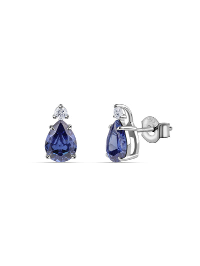 Blue Dusk Tanzanite CZ Silver Earrings
