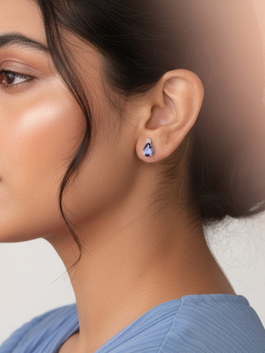 Blue Dusk Tanzanite Silver Earrings