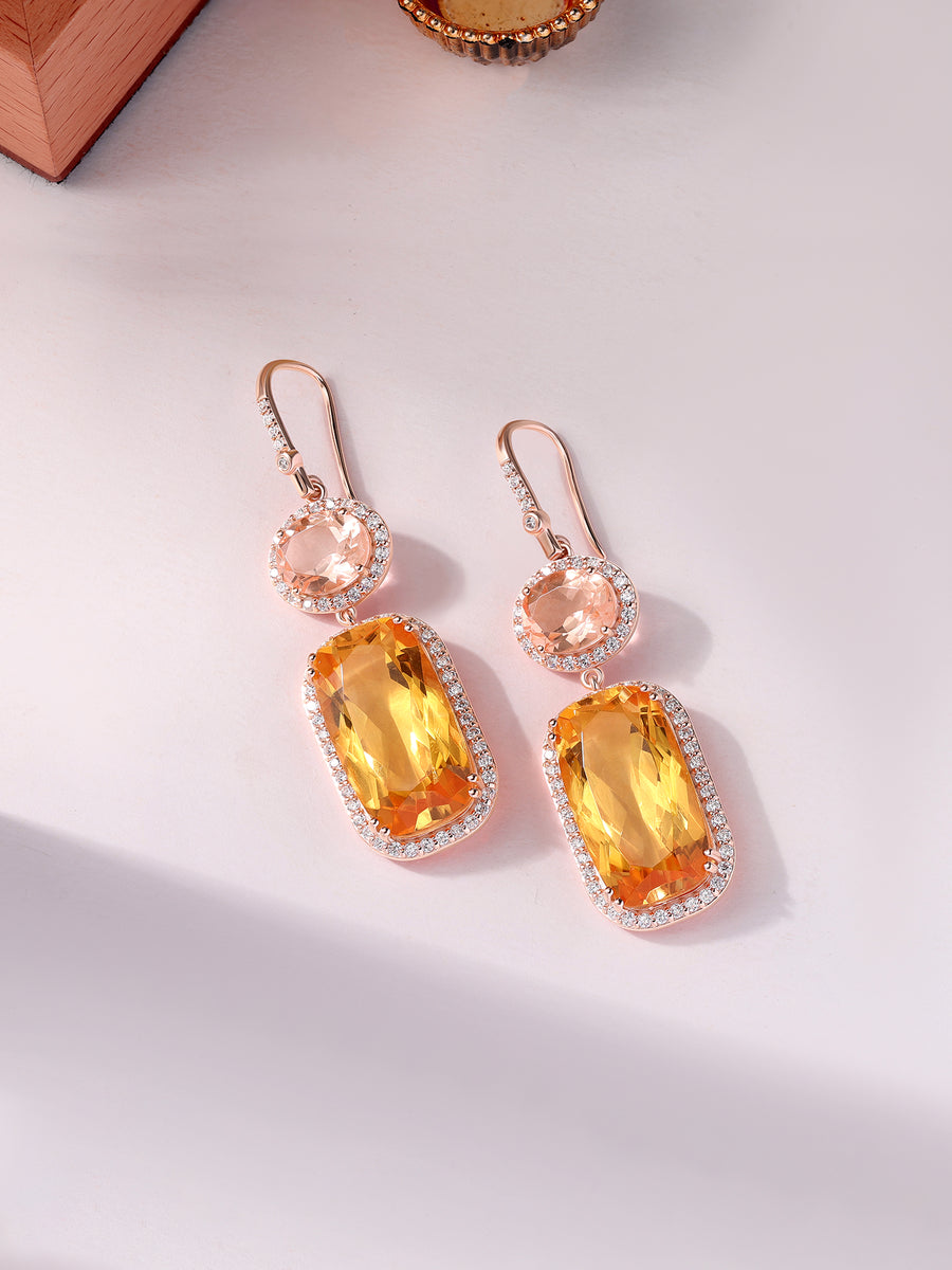 Sunrise Cushion & Oval Drop Earrings