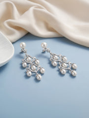 Natural Pearl Cascade Silver Drop Earrings