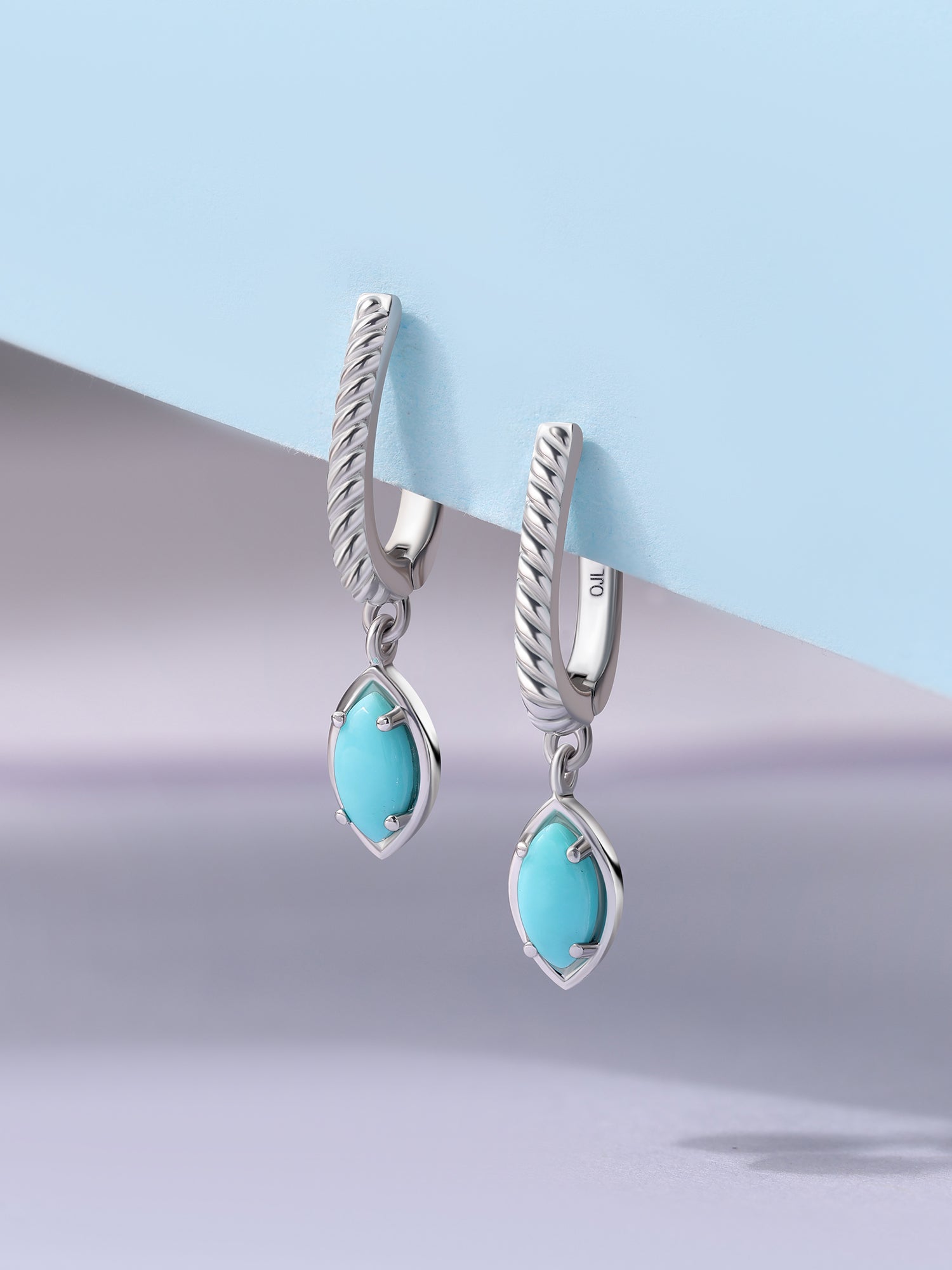 Turquoise Marquis Silver Drop Earrings
