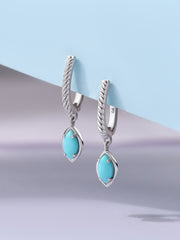 Turquoise Marquis Silver Drop Earrings
