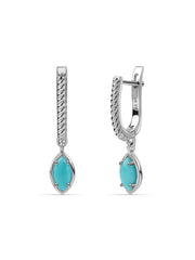 Turquoise Marquis Silver Drop Earrings