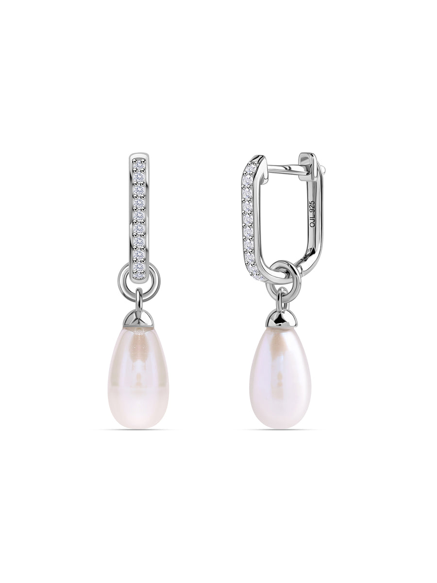 Pearl Glow Drop Silver Earrings