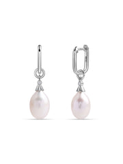 Classic Pearl Charm Silver Earrings