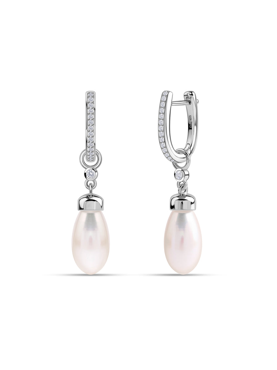 Pearl Drop Spark Silver Earrings
