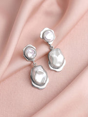 Baroque Pearl Silver Drop Earrings