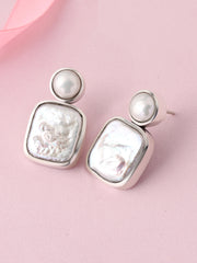 Baroque Pearl Silver Statement Earrings