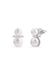 Twin Pearl Glow Silver Earrings