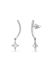 Celestial Pearl Drop Silver Earrings