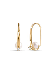 Golden Pearl Drop Silver Earrings