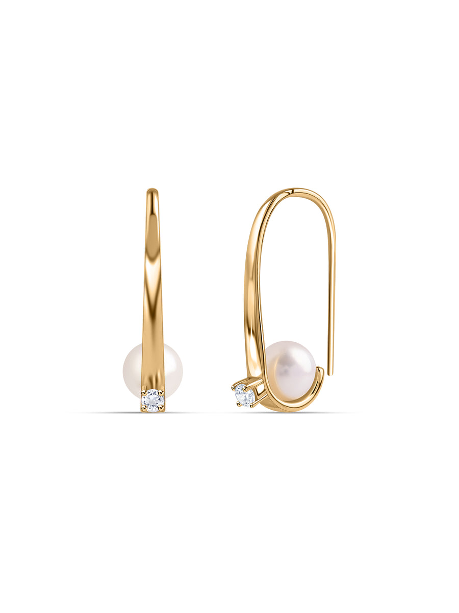 Golden Pearl Drop Silver Earrings