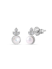 Pearl Bloom Spark Silver Earrings