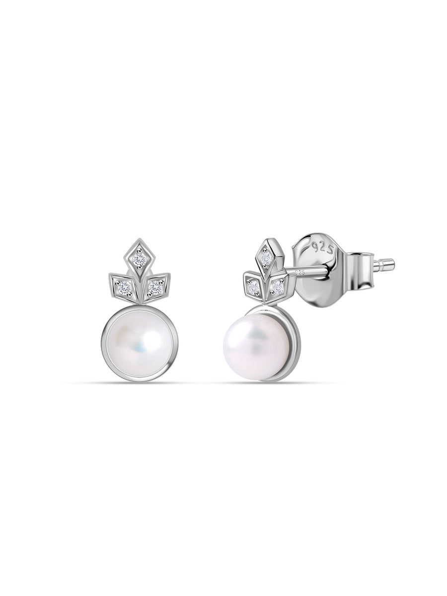 Pearl Bloom Spark Silver Earrings