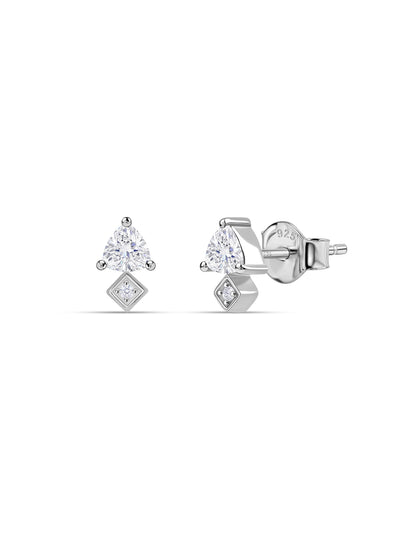 Trillion American Diamond Silver Earrings for Women