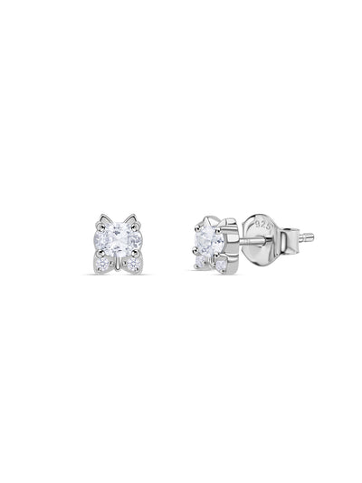 Kitten American Diamond Silver Earrings for Women