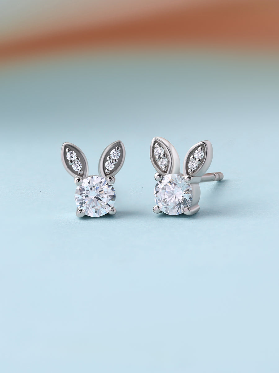 Bunny American Diamond Silver Earrings for Women