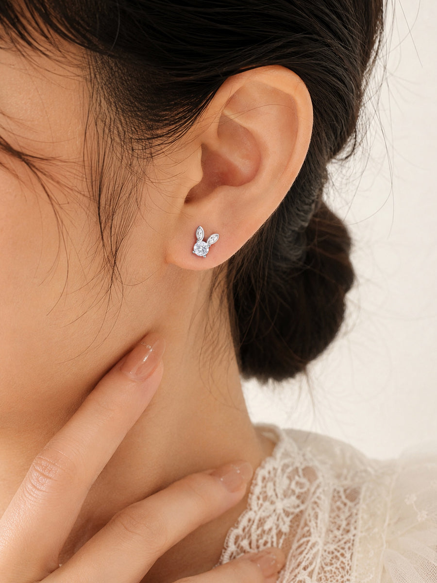 Bunny American Diamond Silver Earrings for Women