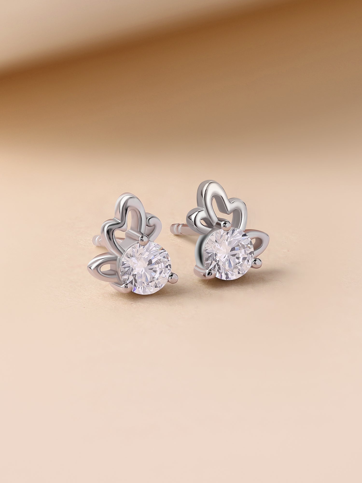 Butterfly American Diamond Silver Stud Earrings for Women