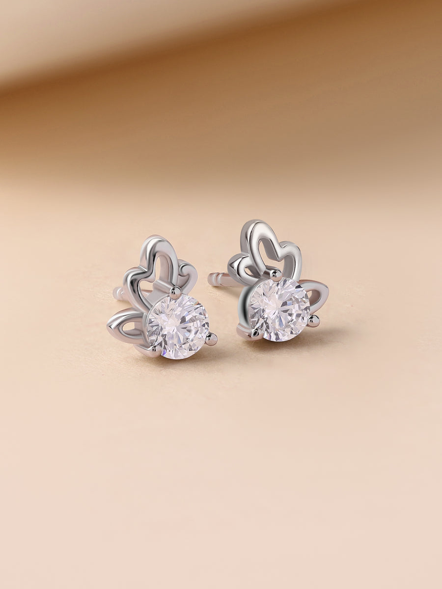 Butterfly American Diamond Silver Stud Earrings for Women