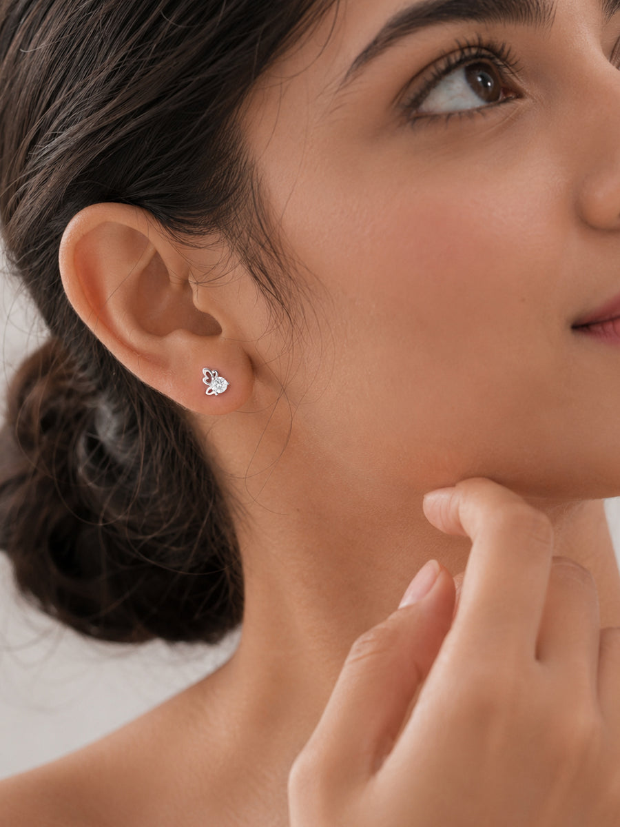 Butterfly American Diamond Silver Stud Earrings for Women