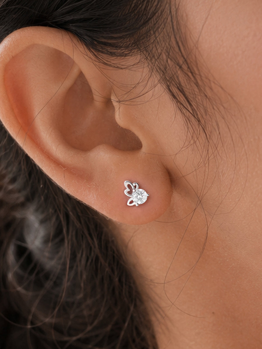 Butterfly American Diamond Silver Stud Earrings for Women