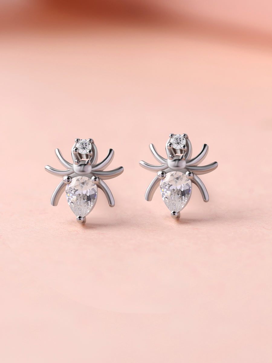 American Diamond Spider Silver Stud Earrings for Women