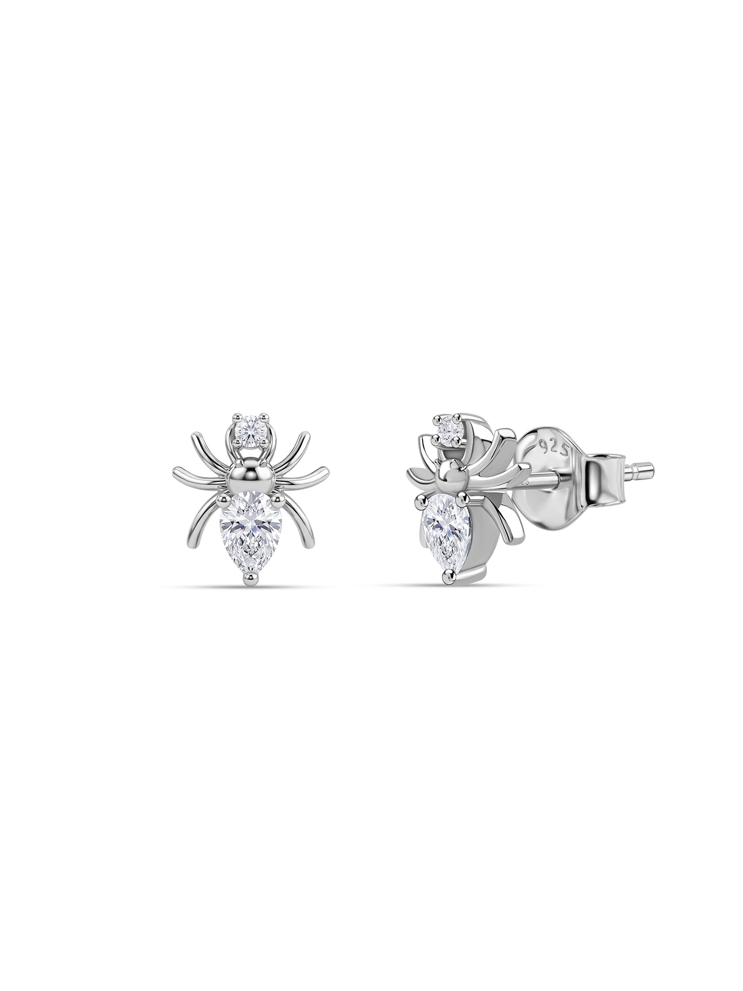 American Diamond Spider Silver Stud Earrings for Women