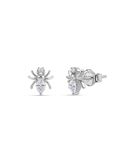 American Diamond Spider Silver Stud Earrings for Women