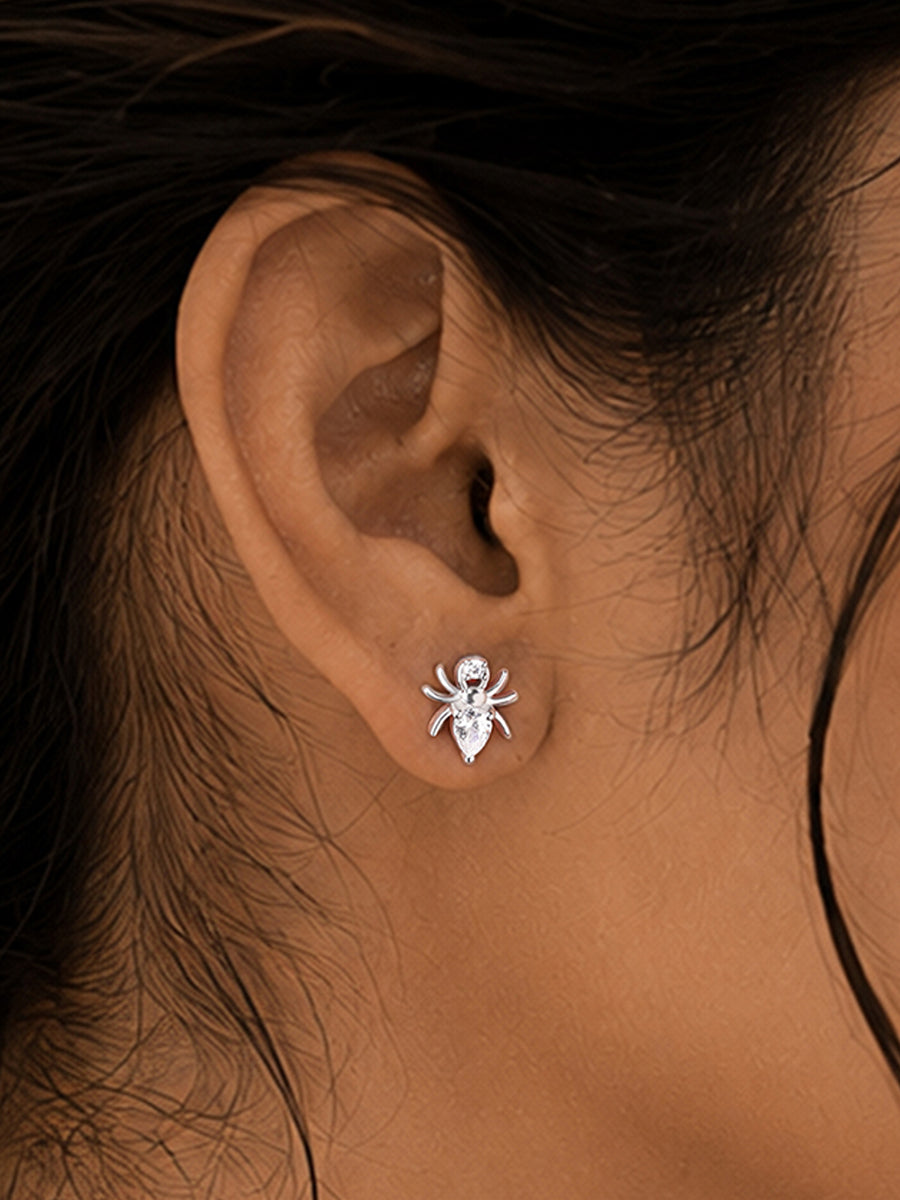 American Diamond Spider Silver Stud Earrings for Women