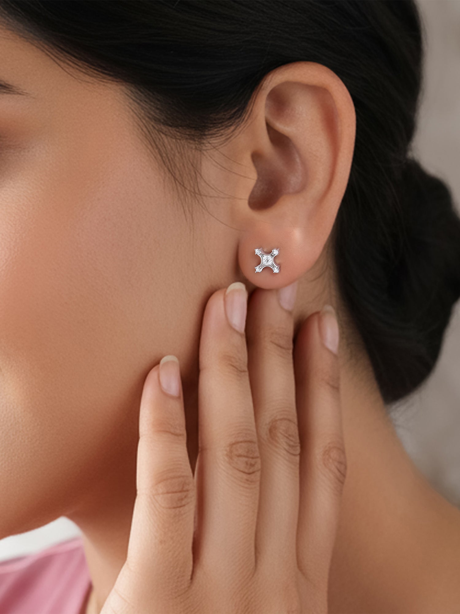 925 Silver American Diamond Kite Stud Earrings for Women