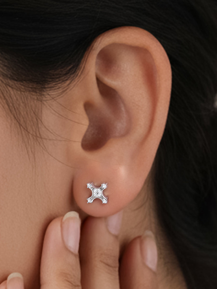 925 Silver American Diamond Kite Stud Earrings for Women