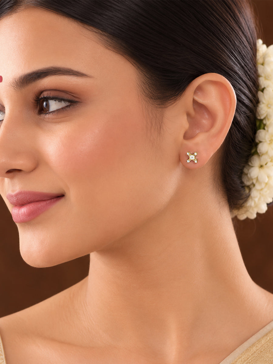 9K Yellow Gold Lab Grown Diamond Celestial Stud Earrings