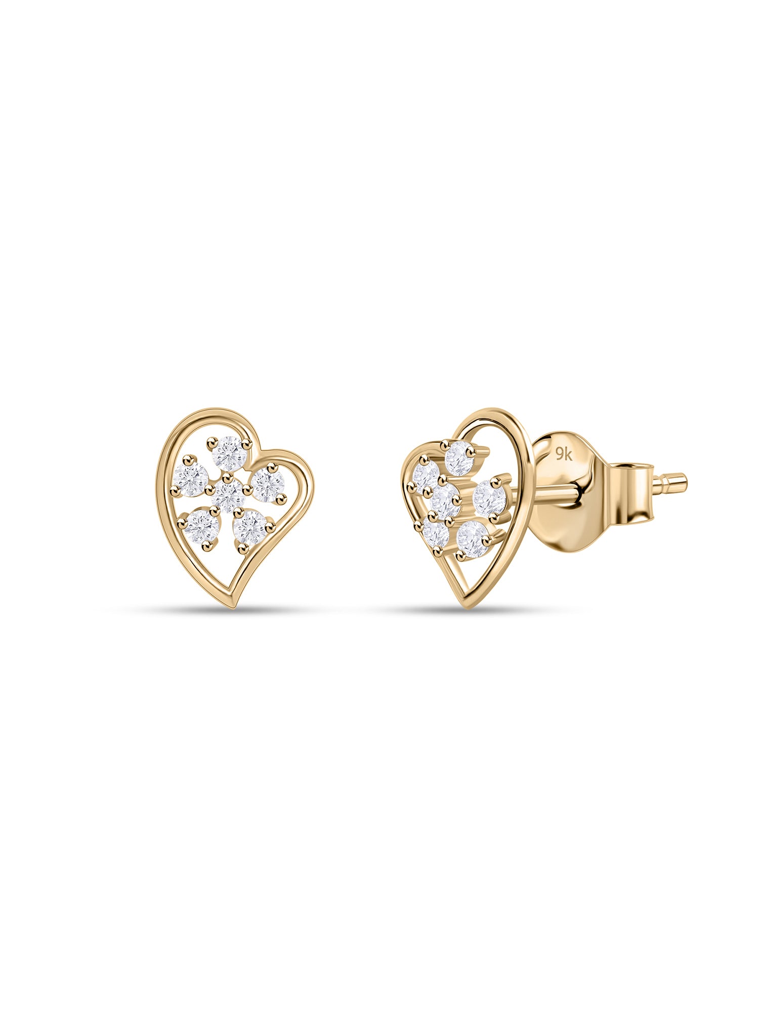 9K Yellow Gold Lab Grown Diamond Dewdrop Stud Earrings