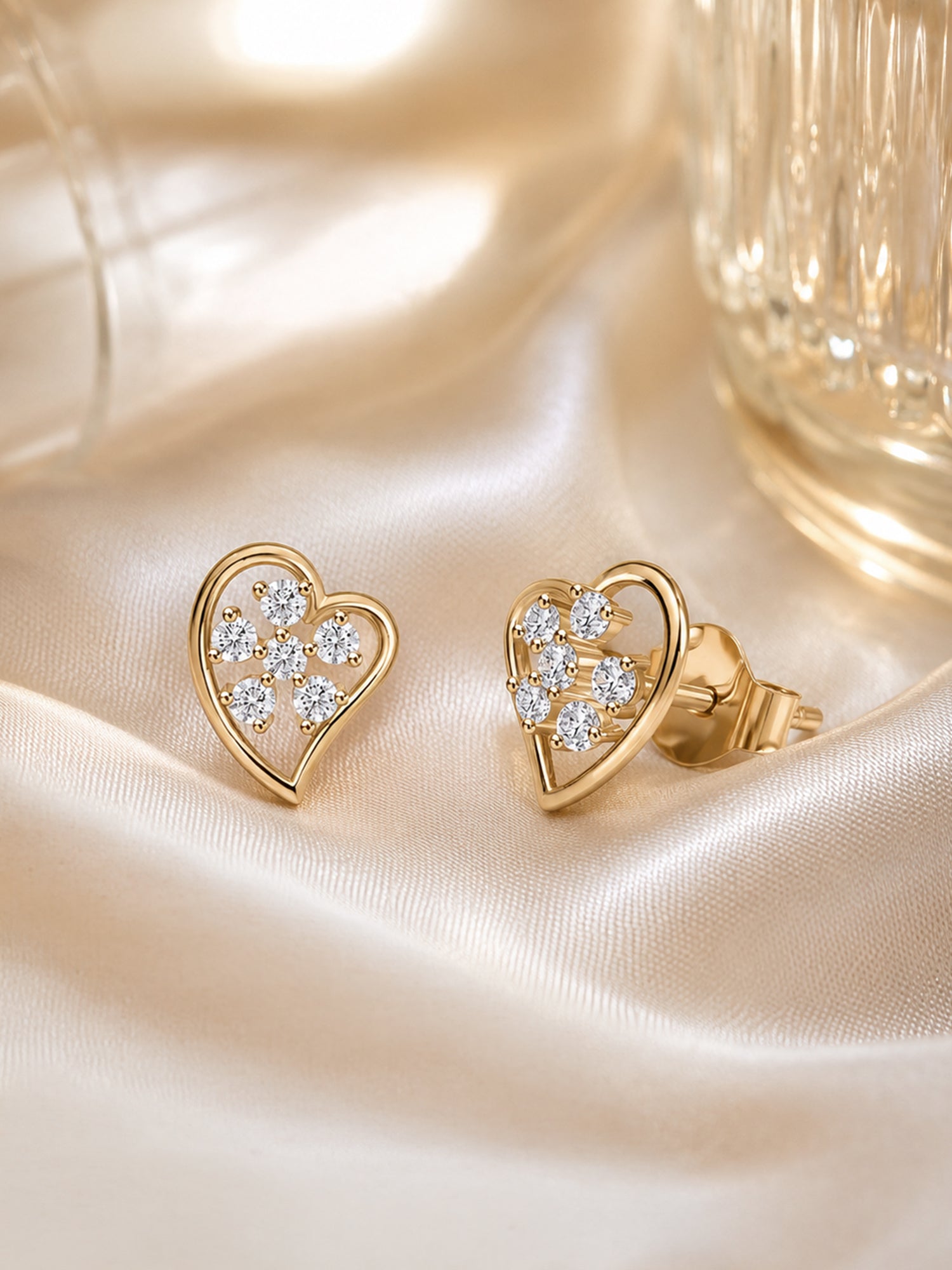 9K Yellow Gold Lab Grown Diamond Dewdrop Stud Earrings