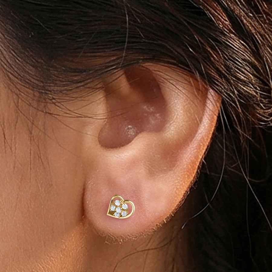 9K Yellow Gold Lab Grown Diamond Dewdrop Stud Earrings