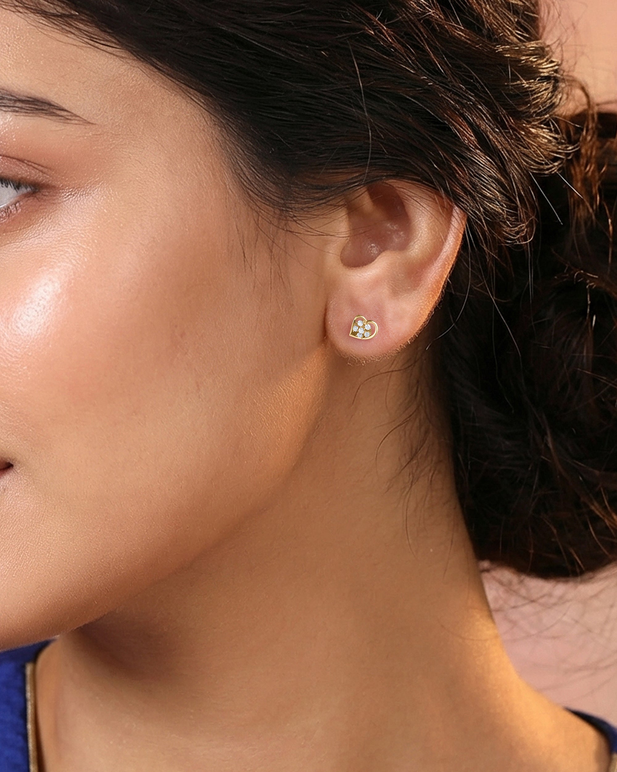9K Yellow Gold Lab Grown Diamond Dewdrop Stud Earrings