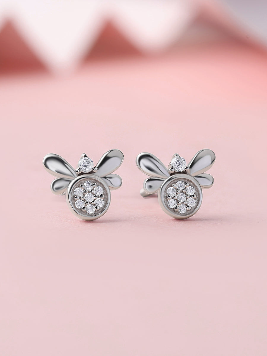 925 Silver American Diamond Berry Stud Earrings for Women