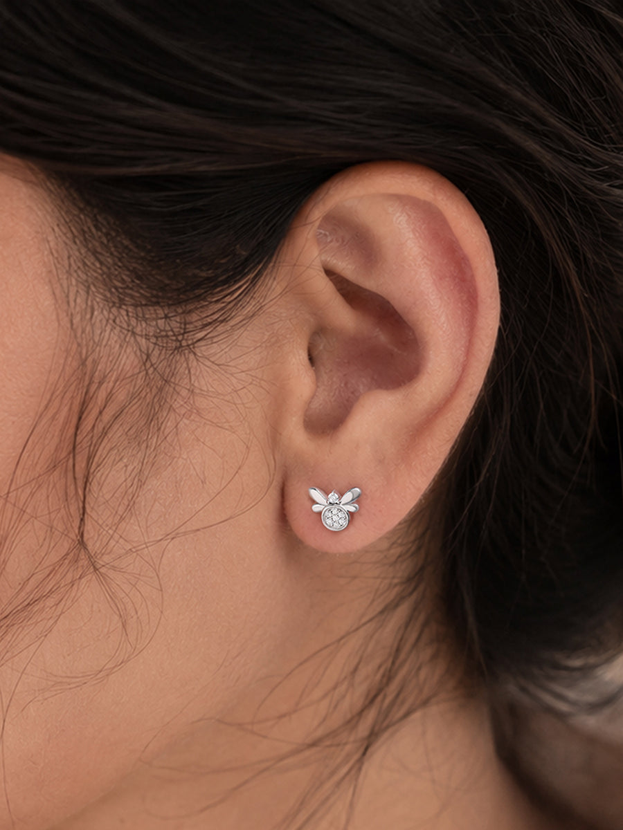 925 Silver American Diamond Berry Stud Earrings for Women
