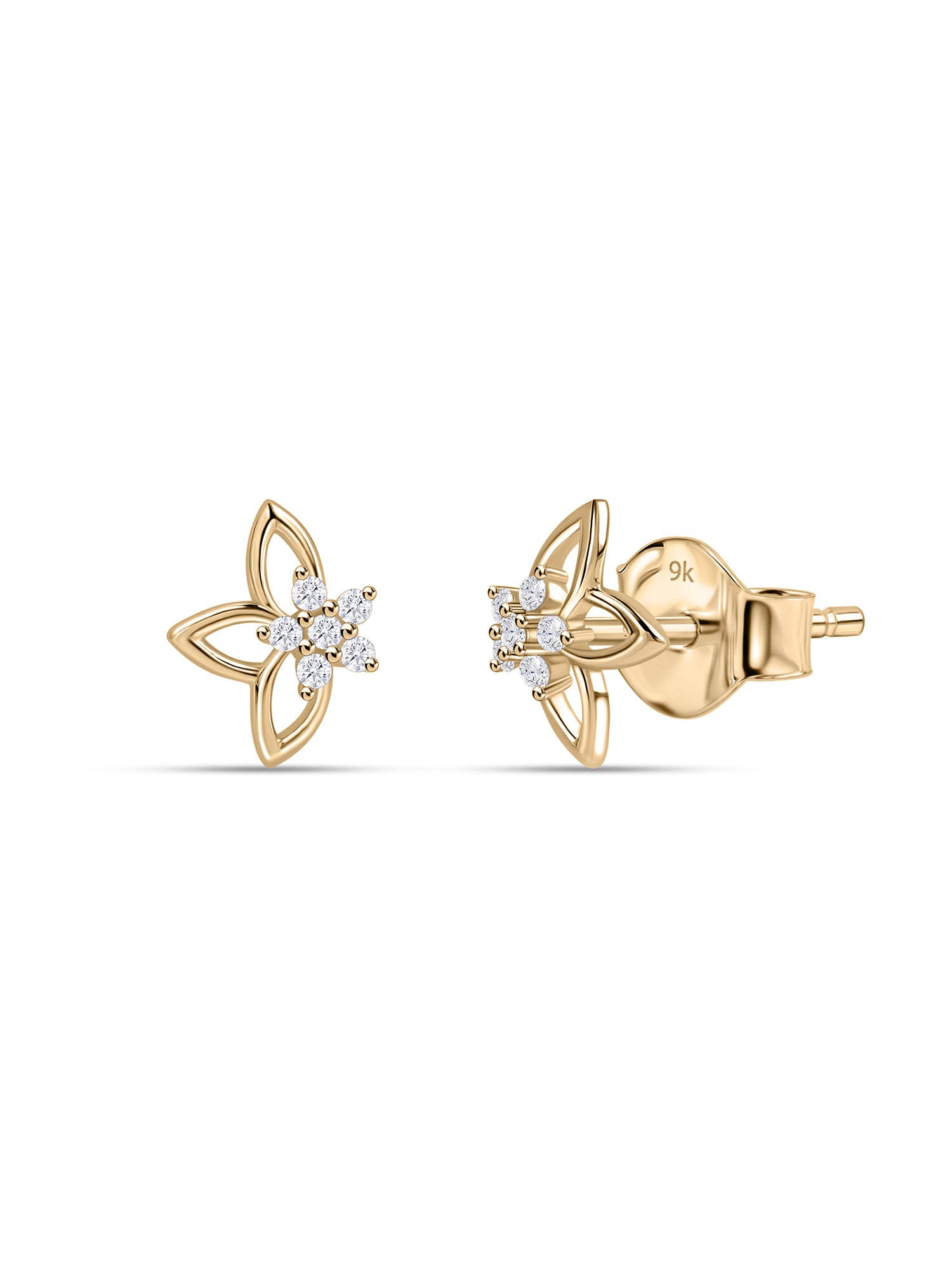 9K Yellow Gold Lab Grown Diamond Bloom Stud Earrings
